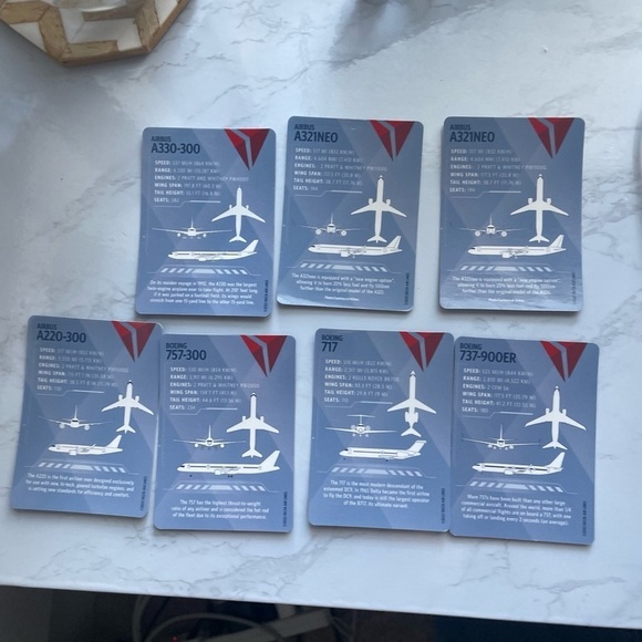 Delta Air Lines Pilot Trading Cards 2022 Set of 7 with Boeing and Airbus Collect - Picture 2 of 16